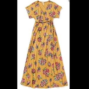Matilda Jane Yellow Floral Tie-Waist Alana Surplice Maxi Dress M